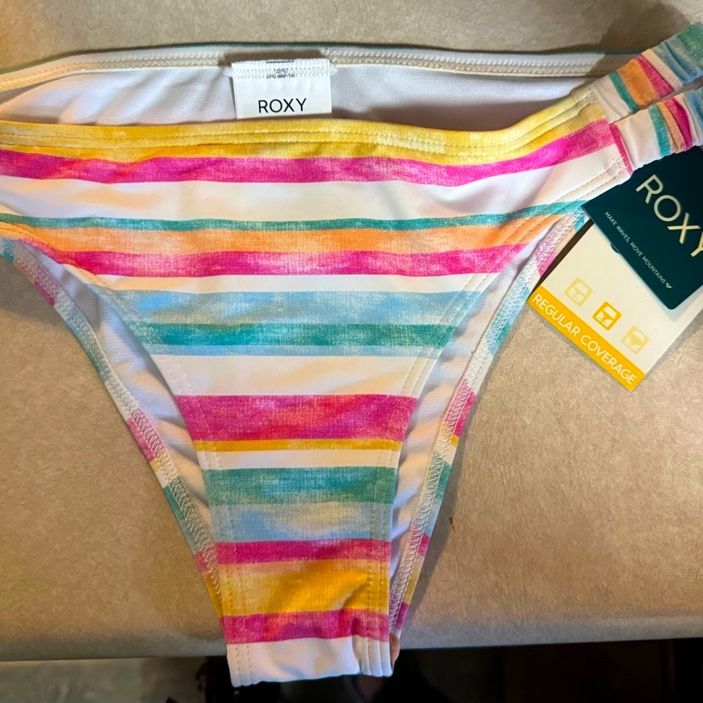 👙 ROXY 🌺women’s watercolors Striped Bikini Bottom ( side cutouts, size S